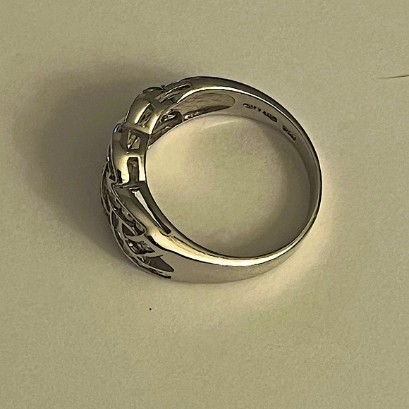 Sterling Silver with Cubic Zirconia Braided Ring - Picture 3 of 6